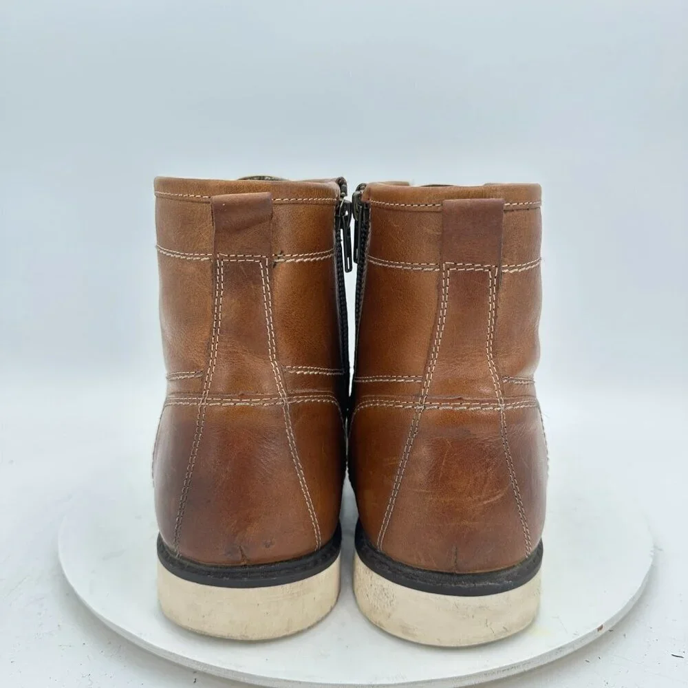 Crown Vintage Men Size 10 Brown Leather Flanel Moc Toe Lace Up Ankle Boot